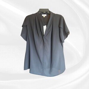 Calvin Klein Black Flutter Sleeve Blouse XL - New With Tags ✨
